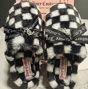 NEW Juicy Couture B&W check slippers size S (5/6)